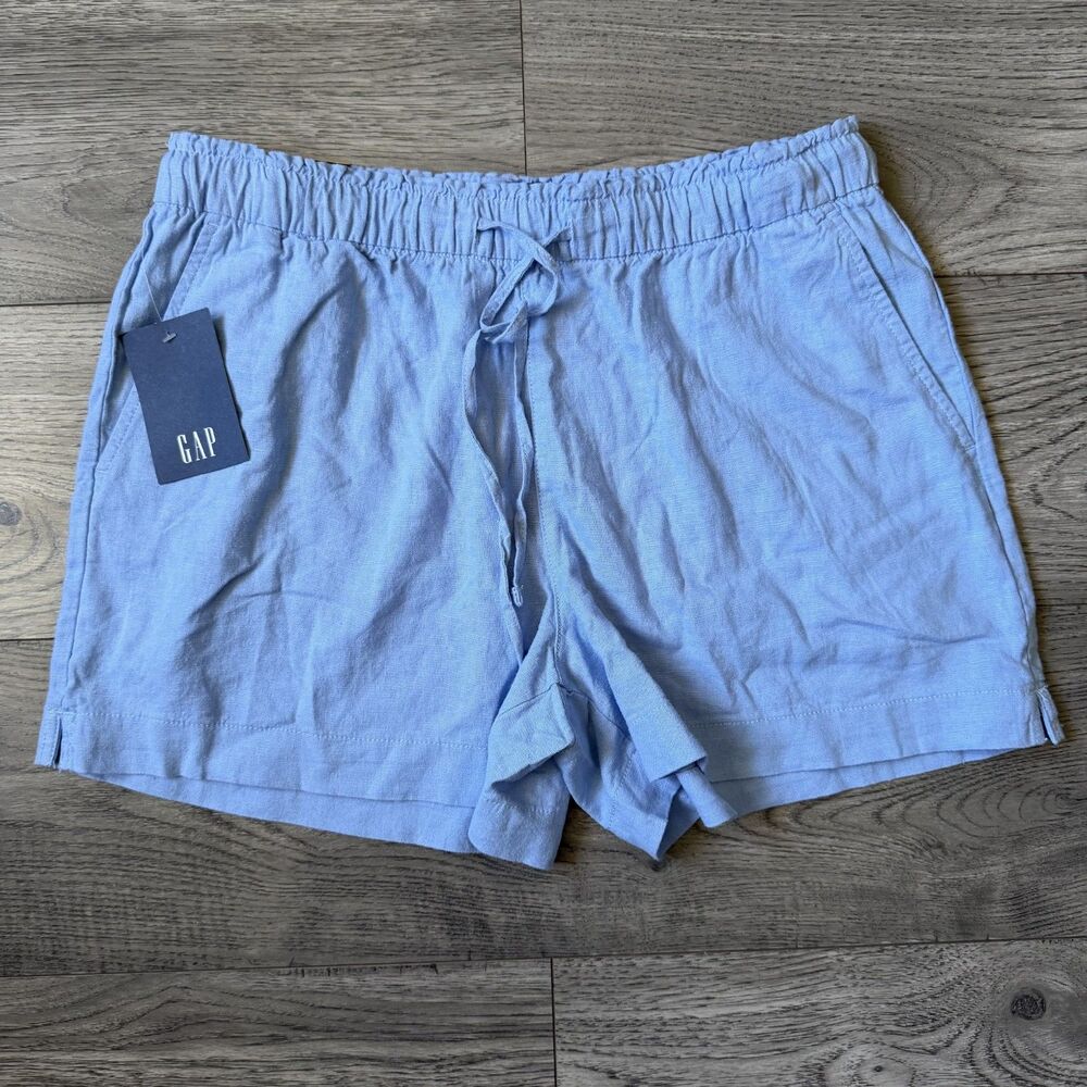 Gap New With Tags Women's Linen Blend Pull-On Light Blue Shorts - Size Medium